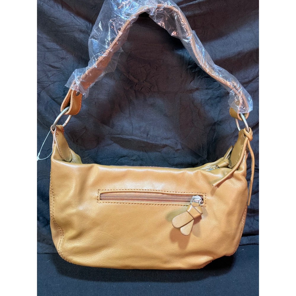 Red 24 Tan Leather Shoulder Bag Slouchy Hobo Zip Pocket Small Mustard Yellow